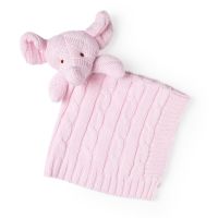 Elephant Knit Security Blanket: Pink