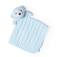 Bear Knit Security Blanket: Blue