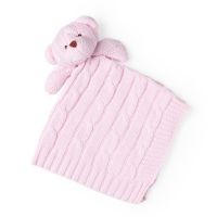 Bear Knit Security Blanket: Pink