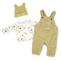 3 Piece Sherpa Dungaree Set: B Is For Bear