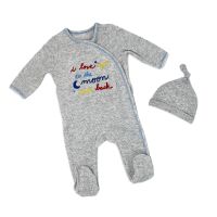 Neutral 2 Piece Waffle Coverall Set: Love you to the Moon