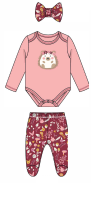 Girls 3 Piece Footed Set :Floral 