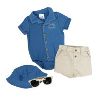 Boys NB 4 Piece Short Set: Blue Sunshine 