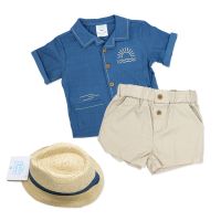 Boys INF 3 Piece Short Set: Blue Sunshine 
