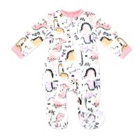 Girl's NB Printed Plush Sleeper: Pink Dinosaur