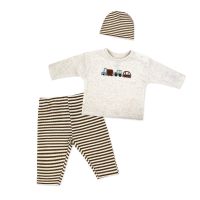 Boy's NB 3pc Waffle Pant and Hat Set: Tan Transportation