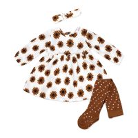 Girl's NB 3pc Crinkled Knit Dress Set: Brown Floral 