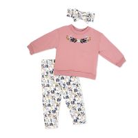 Girl's NB 3pc Oversized Sweater Shirt/ Legging Set: Pink Floral