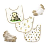 Pooh & Friends 5 Pc Bib with Sock: Tan