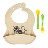Pooh & Friends Silicone Bib Feeding Set: Tan