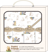 5pc Boxed Bath Set - 1 Hooded Towels w/ 4 Washcloths: Tan Toile