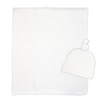 2 Piece Knit Blanket Set: White 