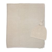 2 Piece Knit Blanket Set: Tan