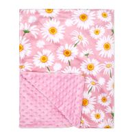 2 Layer Reversible Mink/Popcorn Blanket: Pink Daisies