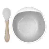 Kushies SILISCOOP Bowl & Spoon Set: Day Dream Grey