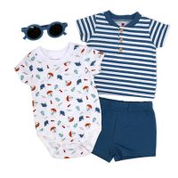 Boys NB 4 Piece Short Set: Whale 