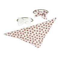3 pc Muslin Reversible Bib with 2 Headbands Set: Ivory Floral