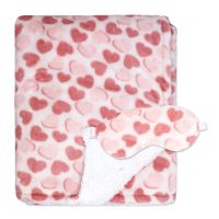 Fleece Blanket with Sleep Mask: Pink Hearts