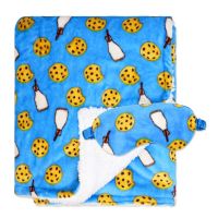 Fleece Blanket with Sleep Mask: Blue Milk & Cookies 