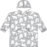 Oversized L/XL Hoodie: Grey Polar Bears 