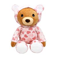 Sleepover Bear Wearing Hoodie: Pink Hearts 
