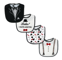4 Pack Interlock Bib with PEVA Back: Black Tuxedo
