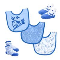 5 Piece Bib and Sock Set: Blue Bluebird