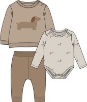 Boy's INF 3pc Fleece Jogger Set: Brown Dog