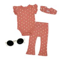 Girls inf 4 Piece Pant Set: Coral Floral