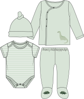 4 Piece Take Me Home Set: Green Dinosaur 