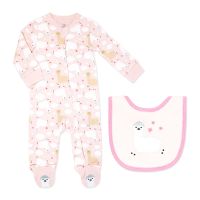 2 Piece Sleeper with Bib Set: Pink Llama