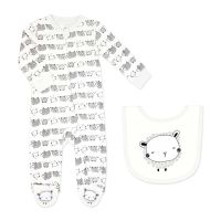 2 Piece Sleeper with Bib Set: Grey Sheep 