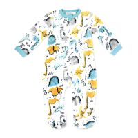 Boy's NB Printed Plush Sleeper: Teal Dinosaur