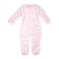 Girl's NB Printed Plush Sleeper: Pink Heart
