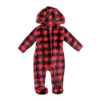Unisex NB Printed Plush Pram: Red Buffalo Plaid 