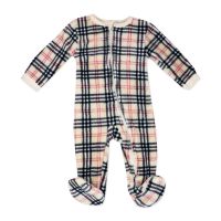 Neutral NB Printed Plush Sleeper: Tan Plaid 