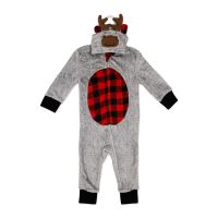Hooded INF Flannel Fleece Pram: Grey Reindeer 