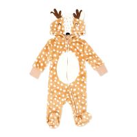 Hooded NB Flannel Fleece Pram: Tan Deer