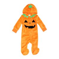 Hooded NB Flannel Fleece Pram: Orange Pumpkin
