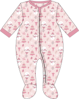 Girl's INF Zipped Cotton Christmas Sleeper: Pink Snowman 