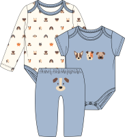 3 Piece Turn Me Around Set: Blue Dogs 
