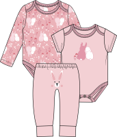 3 Piece Turn Me Around Set: Pink Bunny 