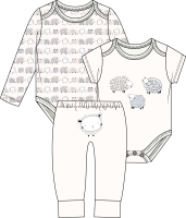 3 Piece Turn Me Around Set: Ivory Sheep 
