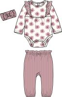 Girls 3pc Legging Set: Pink Floral 