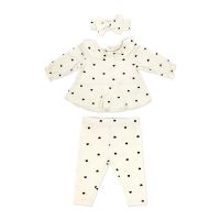 Girl's INF 3pc Legging and Headband Set: Cream Heart 