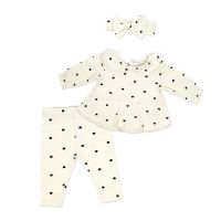 Girl's NB 3pc Legging and Headband Set: Cream Heart 