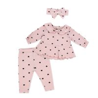 Girl's NB 3pc Legging and Headband Set: Pink Bow 