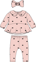Girl's NB 3pc Legging and Headband Set: Pink Bow 