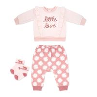 Girl's NB 3pc Quilted Jogger Set: Little Love 
