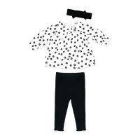 Girl's INF 3pc Gauze Top/Legging Set: Black Floral 